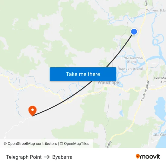 Telegraph Point to Byabarra map
