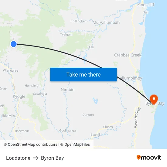 Loadstone to Byron Bay map
