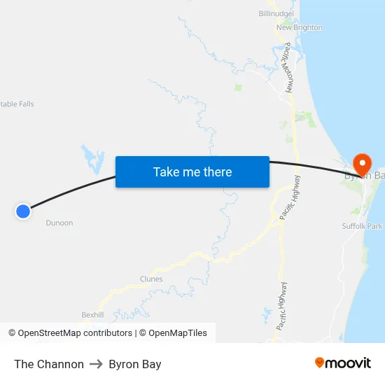 The Channon to Byron Bay map