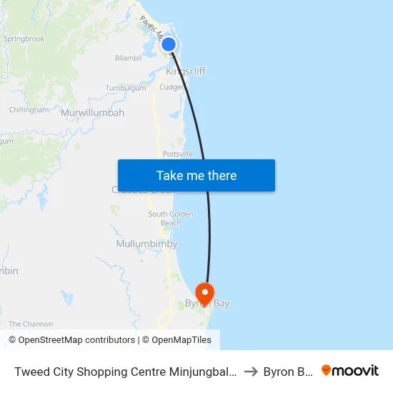 Tweed City Shopping Centre Minjungbal Dr to Byron Bay map