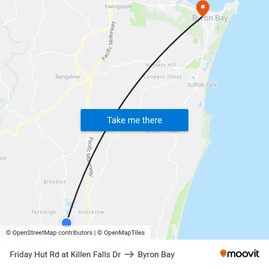 Friday Hut Rd at Killen Falls Dr to Byron Bay map