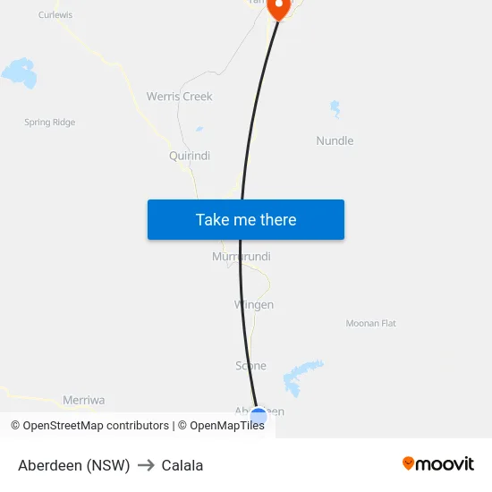 Aberdeen (NSW) to Calala map