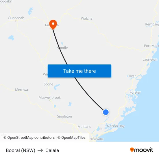 Booral (NSW) to Calala map