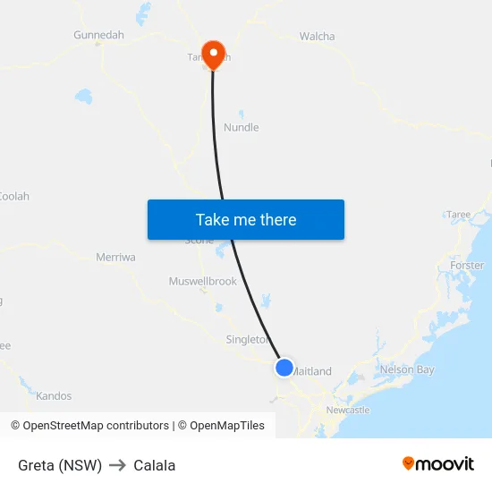 Greta (NSW) to Calala map