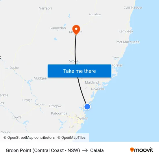 Green Point (Central Coast - NSW) to Calala map