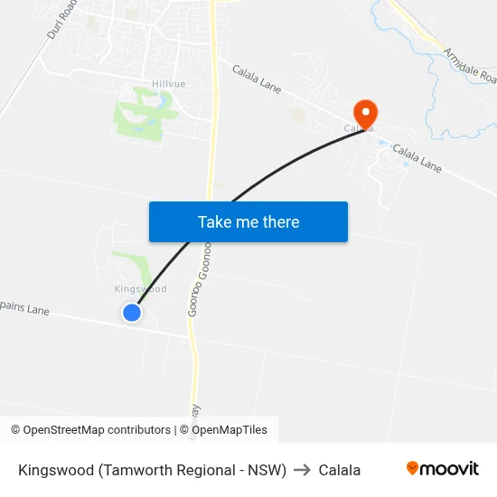 Kingswood (Tamworth Regional - NSW) to Calala map