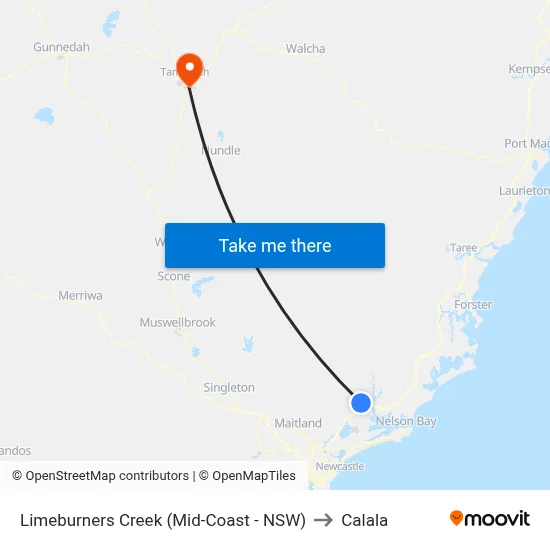 Limeburners Creek (Mid-Coast - NSW) to Calala map