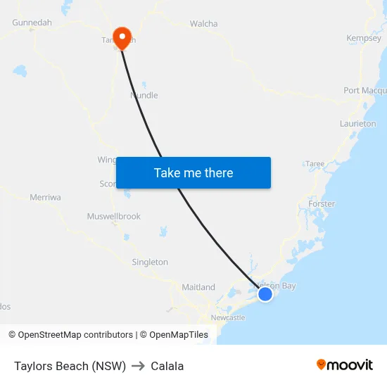 Taylors Beach (NSW) to Calala map