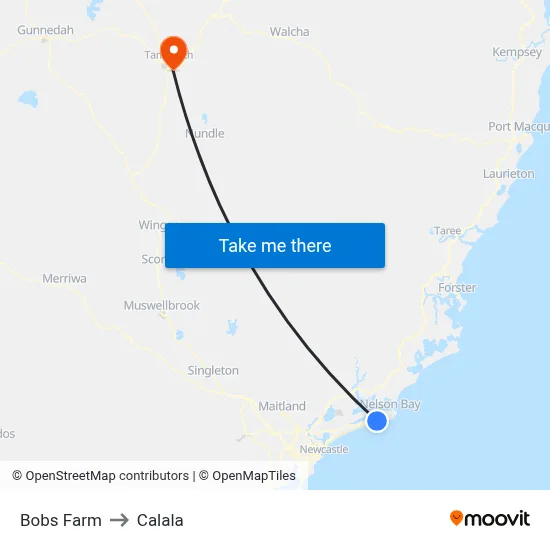 Bobs Farm to Calala map