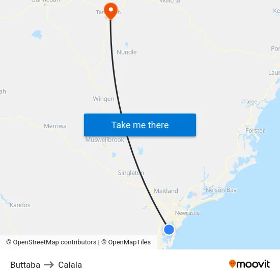 Buttaba to Calala map