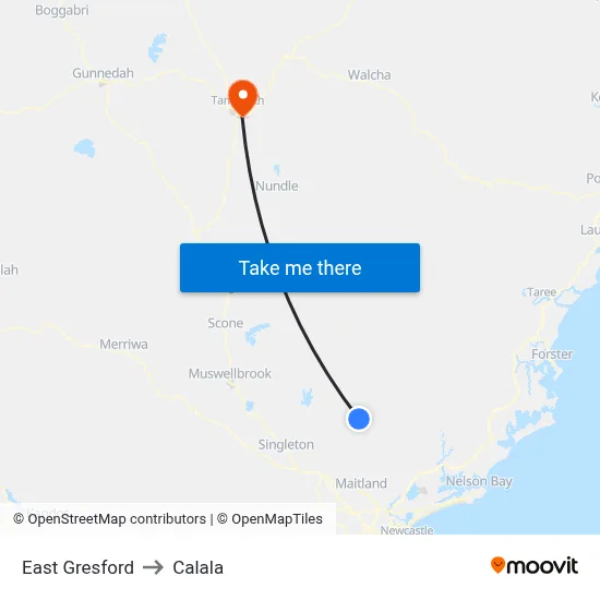 East Gresford to Calala map