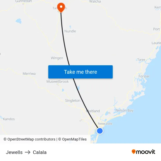 Jewells to Calala map