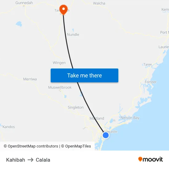 Kahibah to Calala map