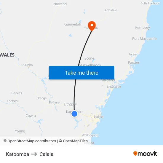 Katoomba to Calala map