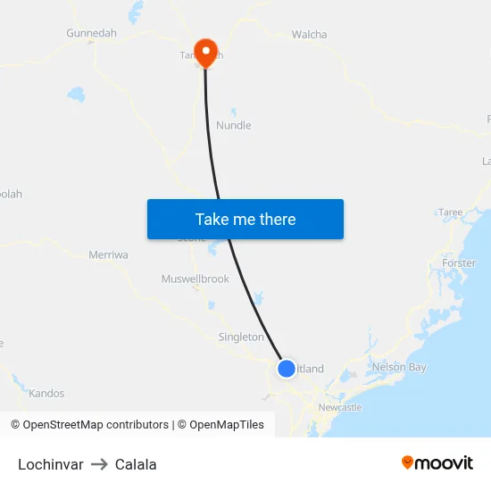 Lochinvar to Calala map