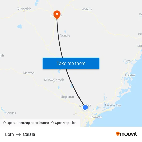 Lorn to Calala map