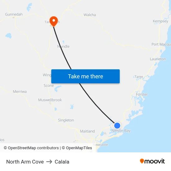 North Arm Cove to Calala map