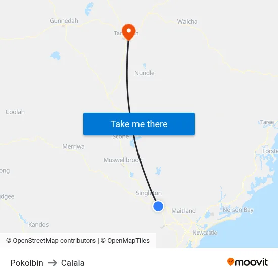 Pokolbin to Calala map