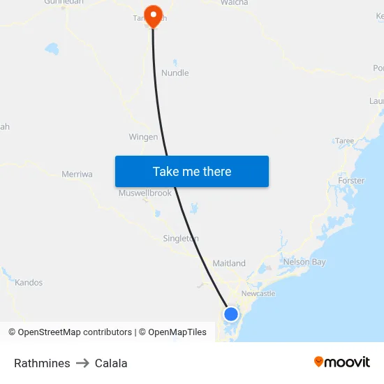 Rathmines to Calala map