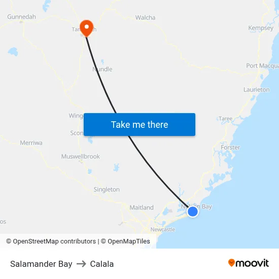 Salamander Bay to Calala map