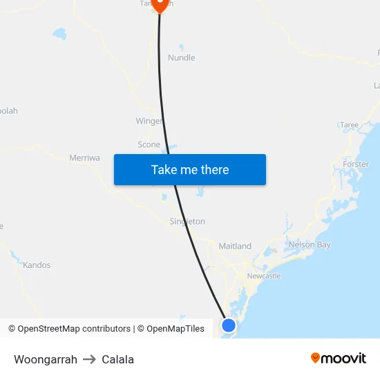 Woongarrah to Calala map