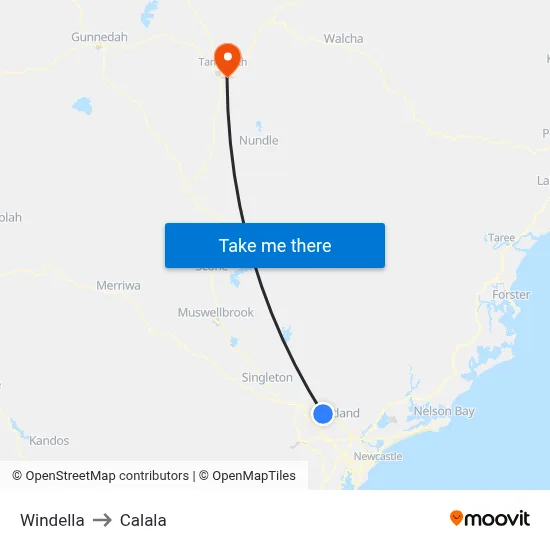 Windella to Calala map