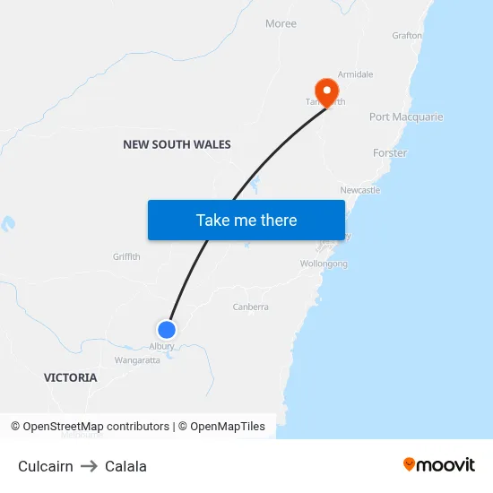 Culcairn to Calala map