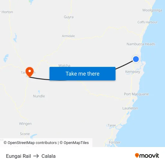 Eungai Rail to Calala map