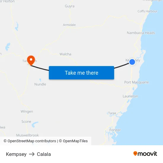 Kempsey to Calala map