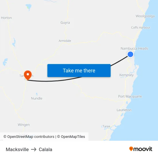 Macksville to Calala map