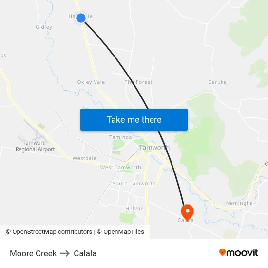 Moore Creek to Calala map
