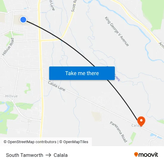 South Tamworth to Calala map