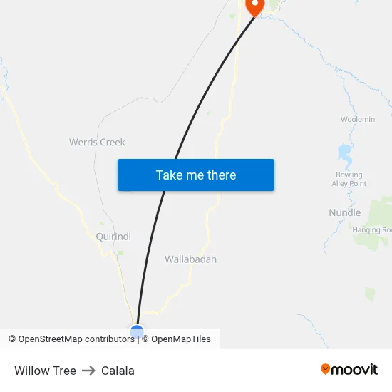 Willow Tree to Calala map