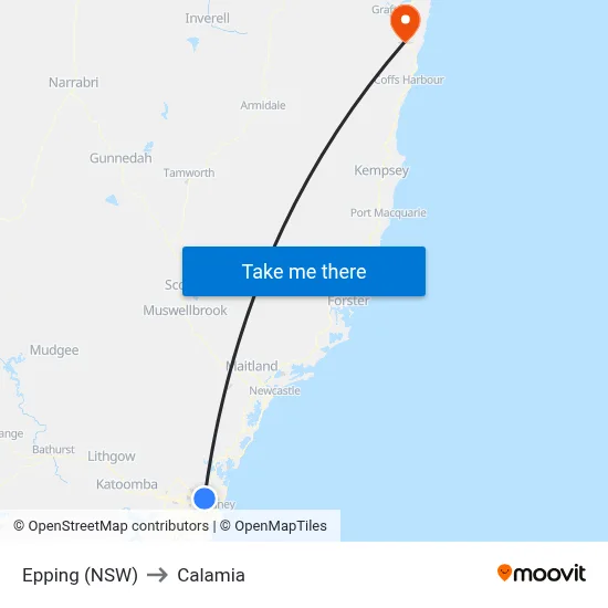 Epping (NSW) to Calamia map