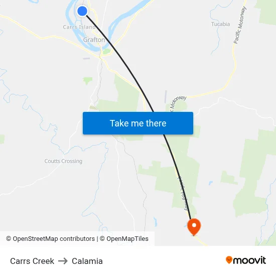 Carrs Creek to Calamia map