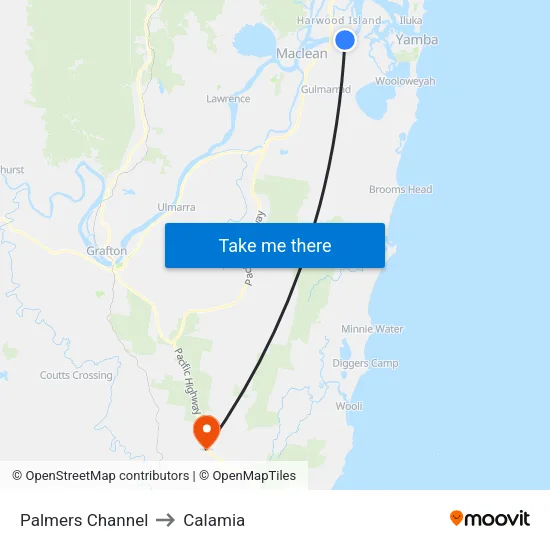 Palmers Channel to Calamia map