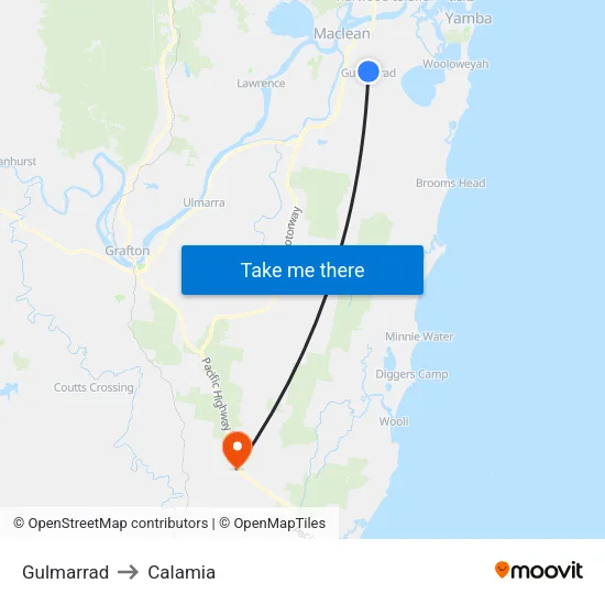 Gulmarrad to Calamia map