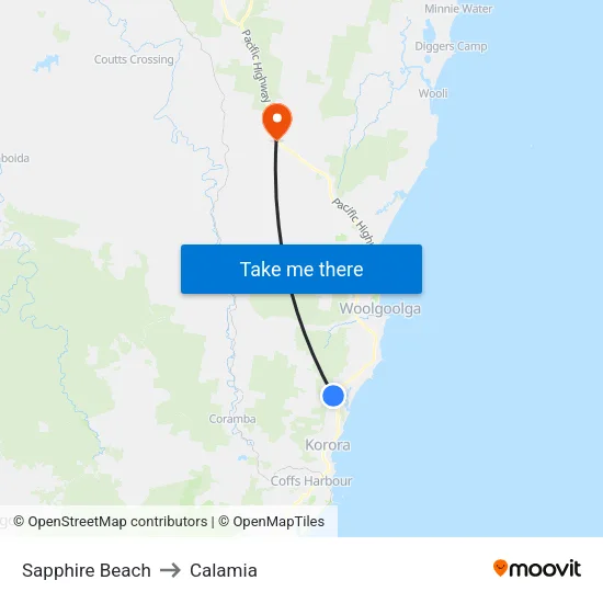 Sapphire Beach to Calamia map