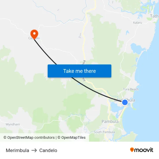 Merimbula to Candelo map