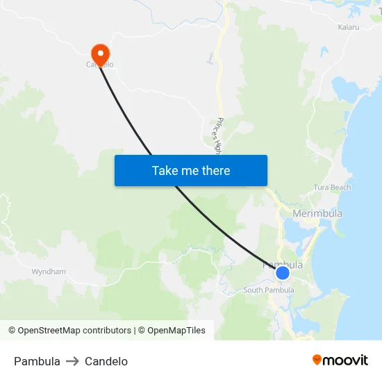 Pambula to Candelo map