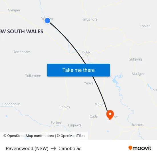 Ravenswood (NSW) to Canobolas map