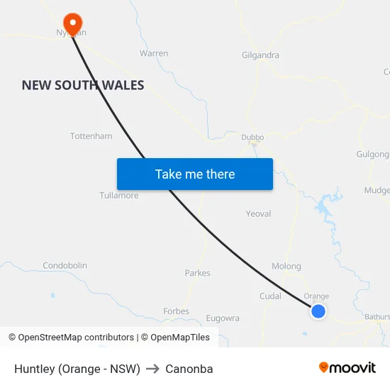 Huntley (Orange - NSW) to Canonba map