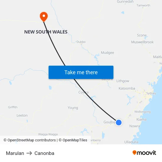 Marulan to Canonba map