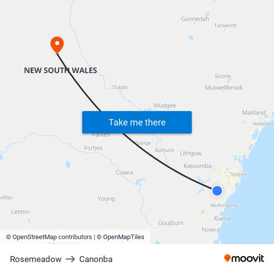 Rosemeadow to Canonba map