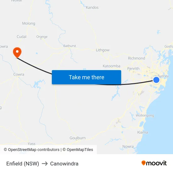 Enfield (NSW) to Canowindra map
