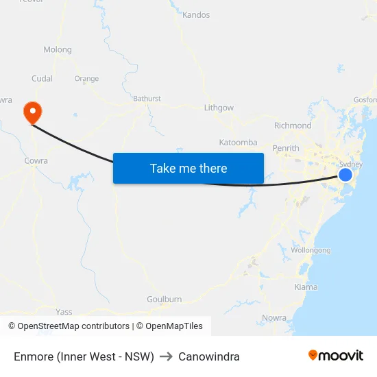 Enmore (Inner West - NSW) to Canowindra map