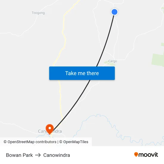 Bowan Park to Canowindra map