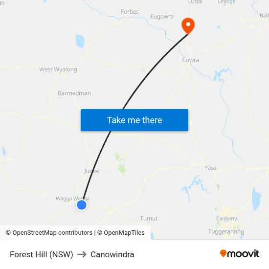 Forest Hill (NSW) to Canowindra map