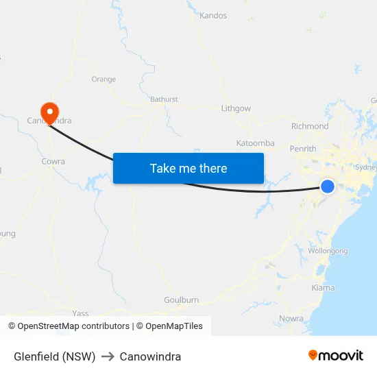 Glenfield (NSW) to Canowindra map