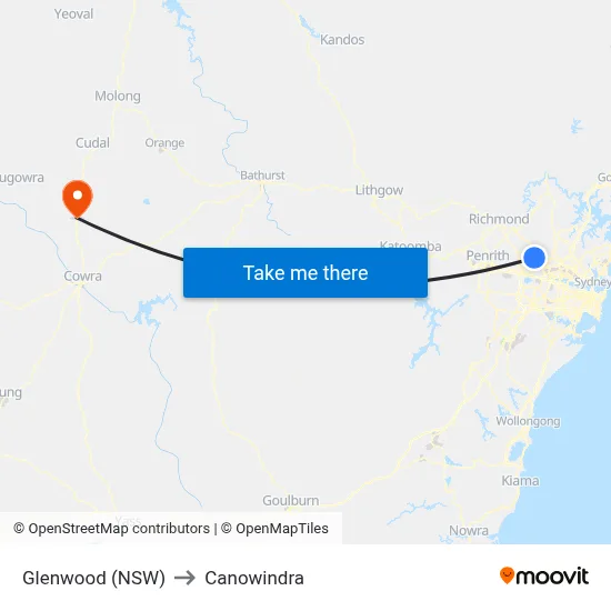 Glenwood (NSW) to Canowindra map